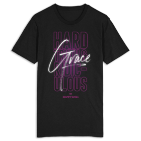 Black Tee with text on front